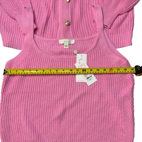 Lilly Pulitzer Bristow Ribbed Cardigan & Matching Tank Set In Pink Bliss NWT XL - Picture 7 of 16